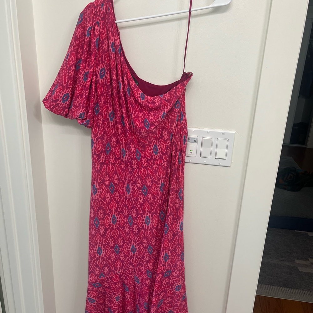 NWT Ralph Lauren Fuschia and Blue Women's one shouldered Dress